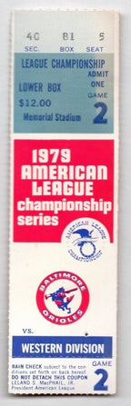 1979 Orioles Angels ALCS Game 2 Ticket Stub Eddie Murray Home Run 129026
