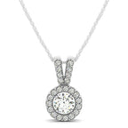 Round Pendant with Split Bail and Diamond Halo in 14k White Gold (3/4 cttw)
