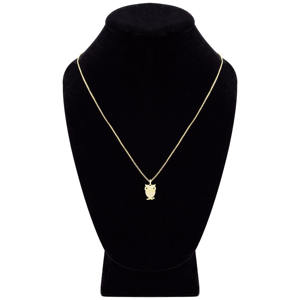 Owl Cubic Zirconia Pendant With Necklace Set 14K Gold Filled