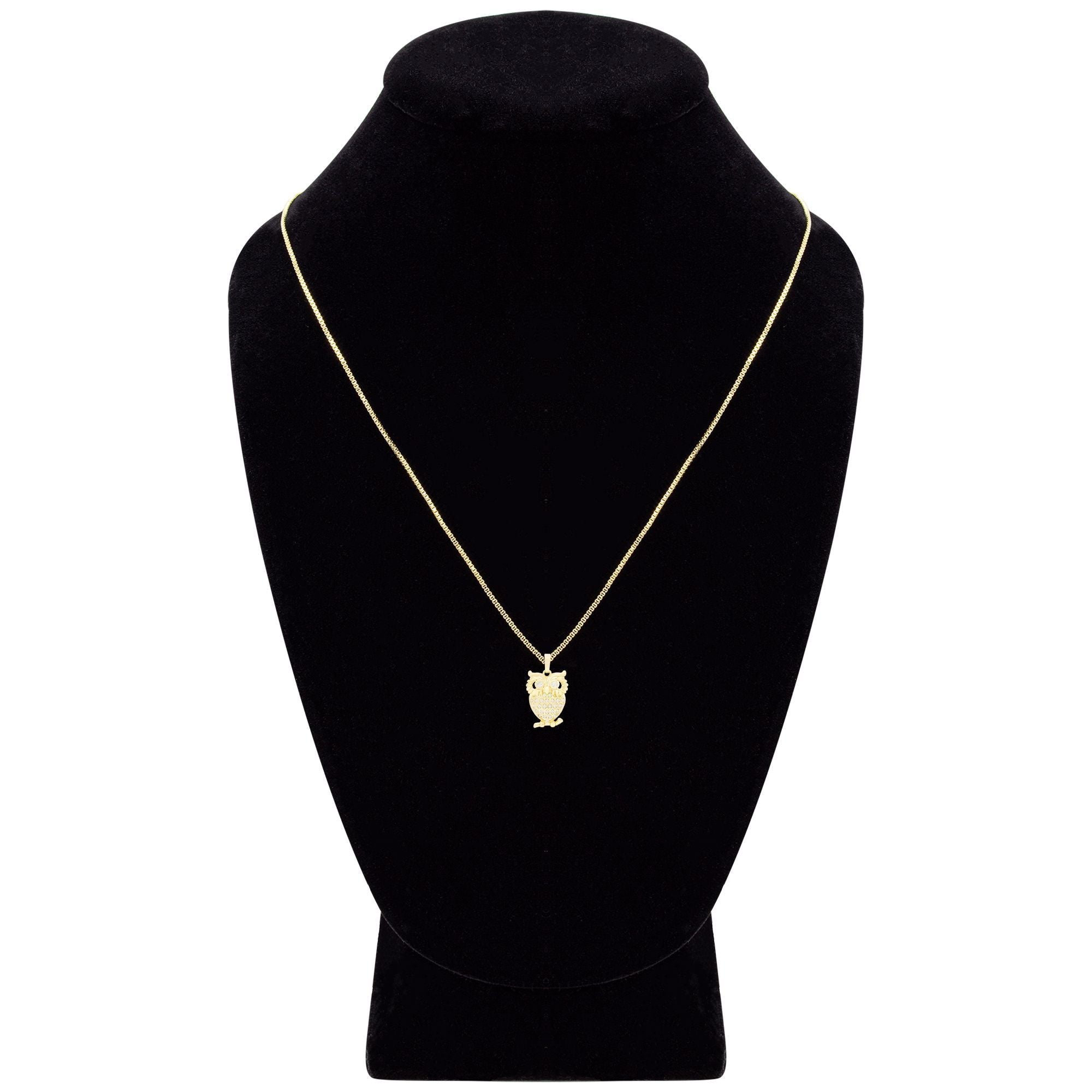 Owl Cubic Zirconia Pendant With Necklace Set 14K Gold Filled