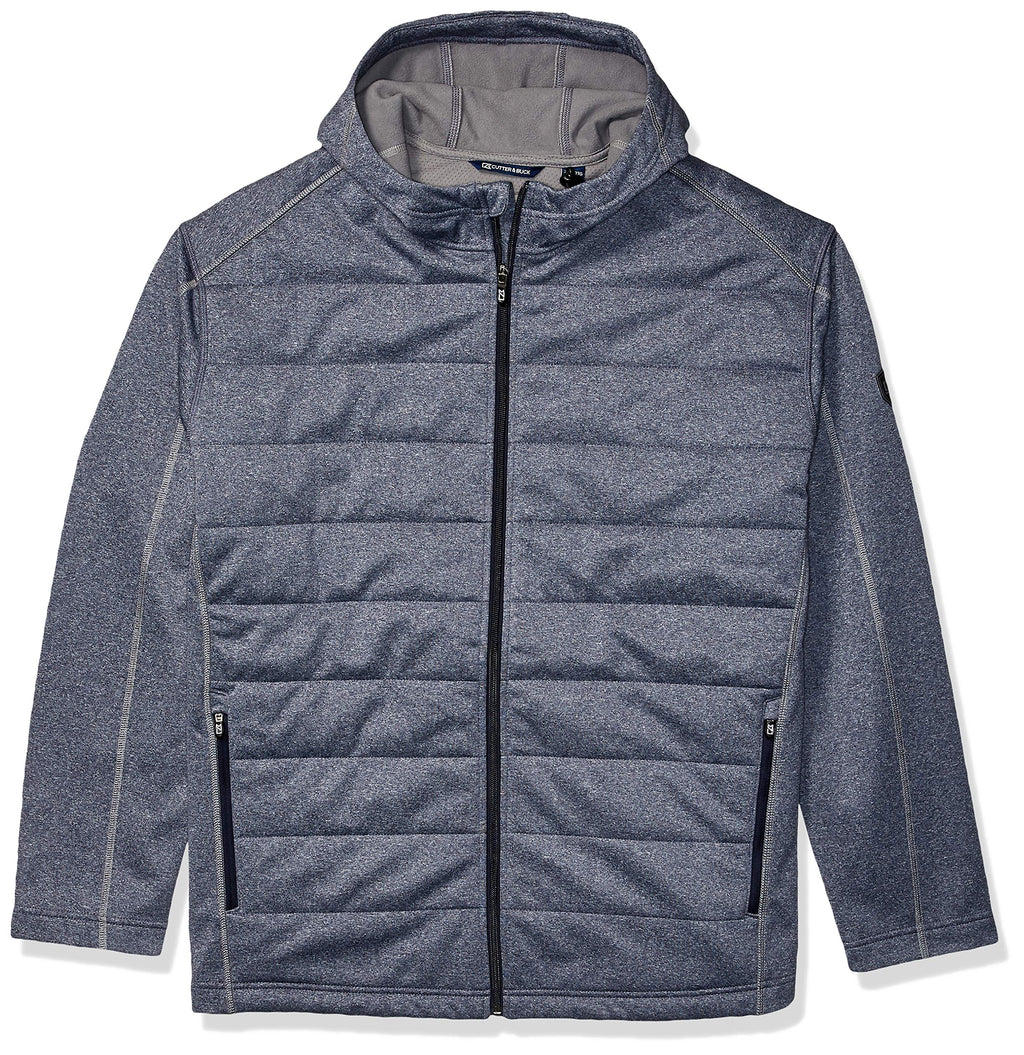 Cutter & Buck Men's Weathertec Jersey Bonded Fleece Altitude Quilted Hood Jacket, Liberty Navy, 4X Big