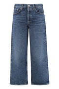 Cropped Denim Jeans With Engraved Logo