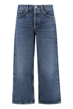 Cropped Denim Jeans With Engraved Logo
