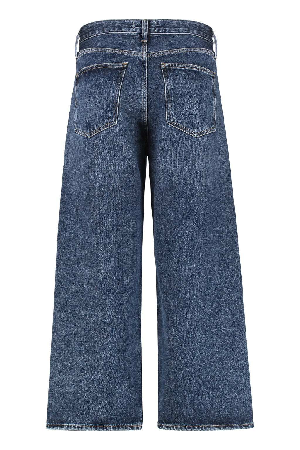 Cropped Denim Jeans With Engraved Logo