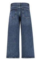 Cropped Denim Jeans With Engraved Logo