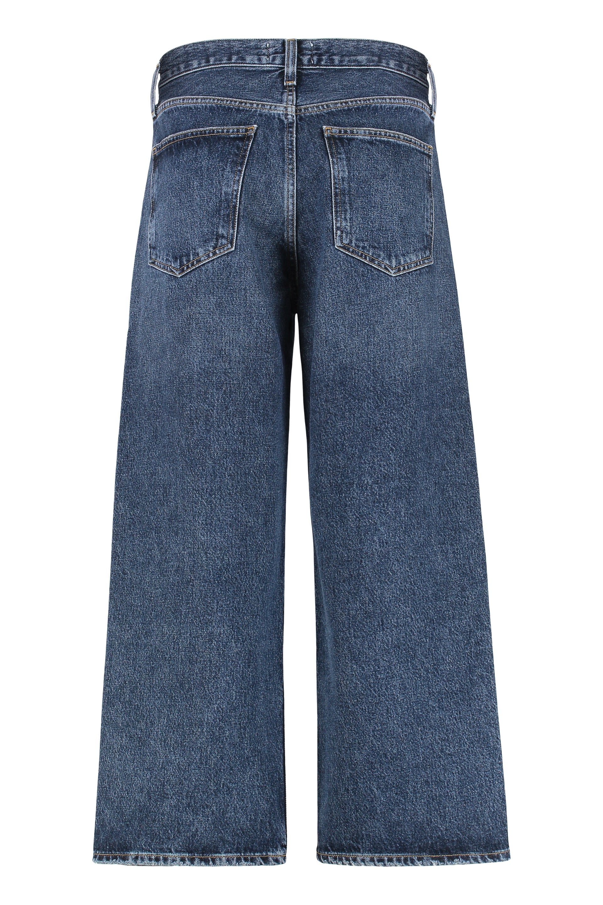 Cropped Denim Jeans With Engraved Logo