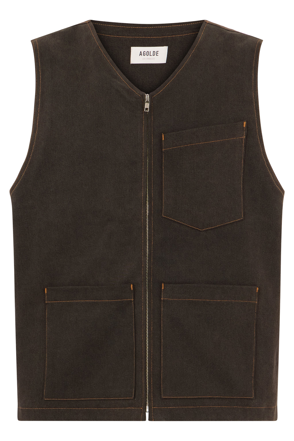 Sleeveless Denim Vest Brown