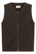 Sleeveless Denim Vest Brown
