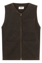 Sleeveless Denim Vest Brown