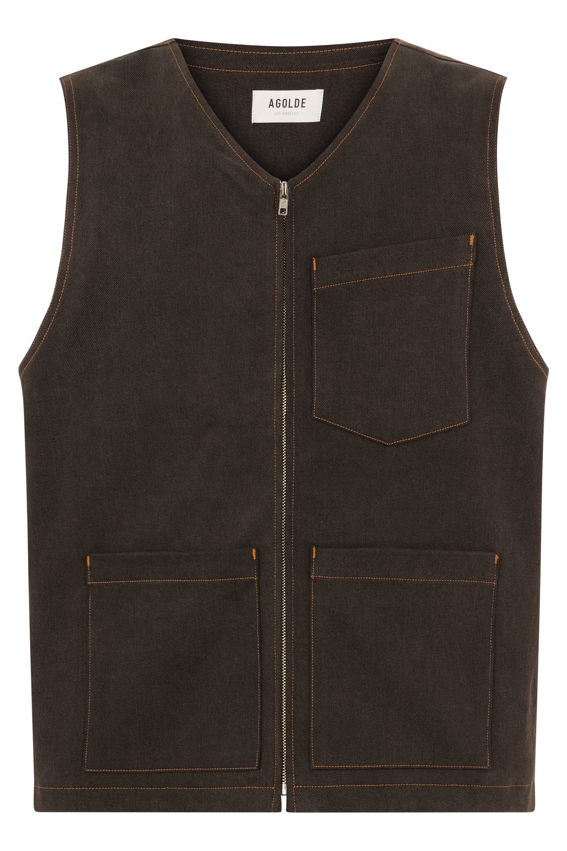 Sleeveless Denim Vest Brown