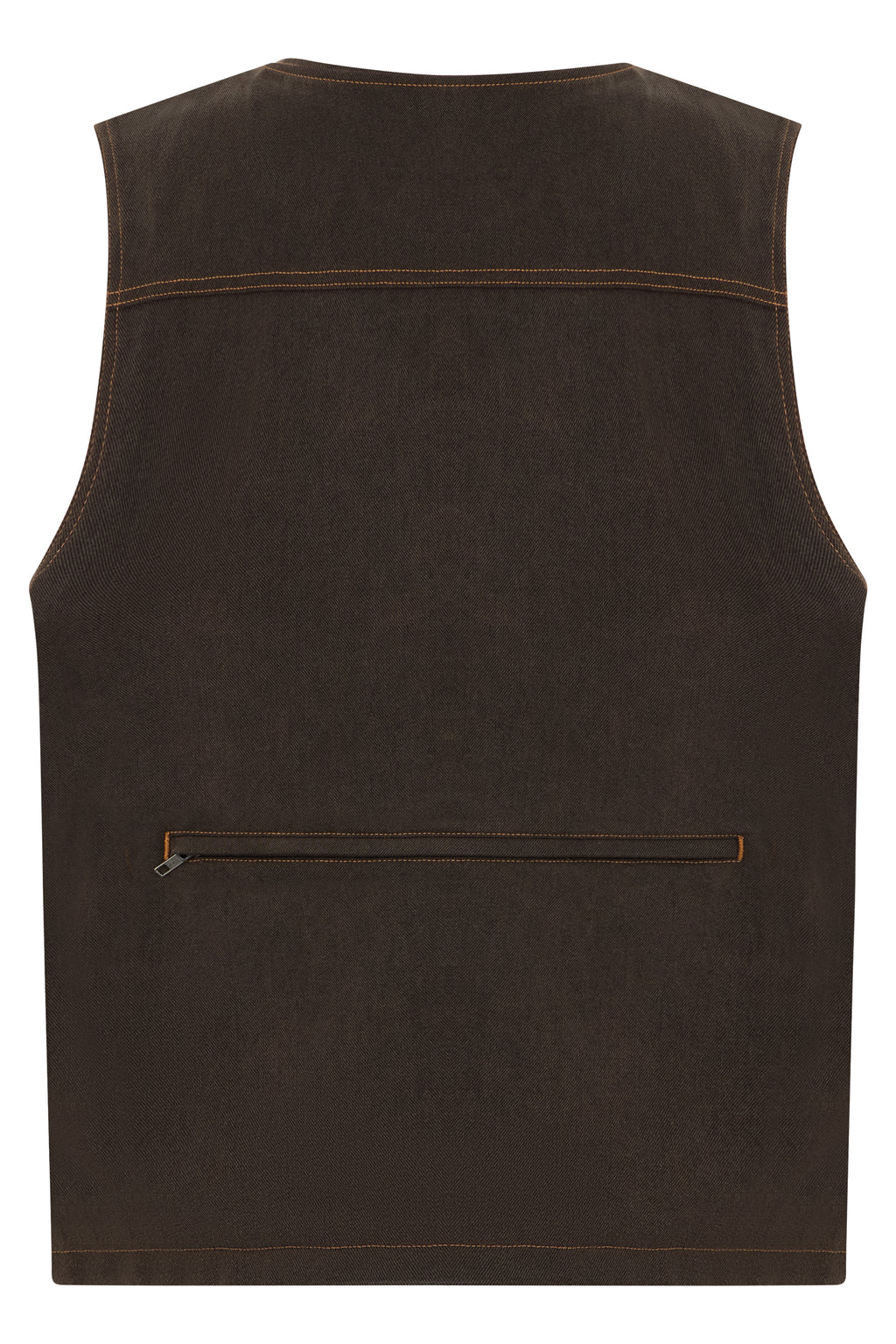 Sleeveless Denim Vest Brown