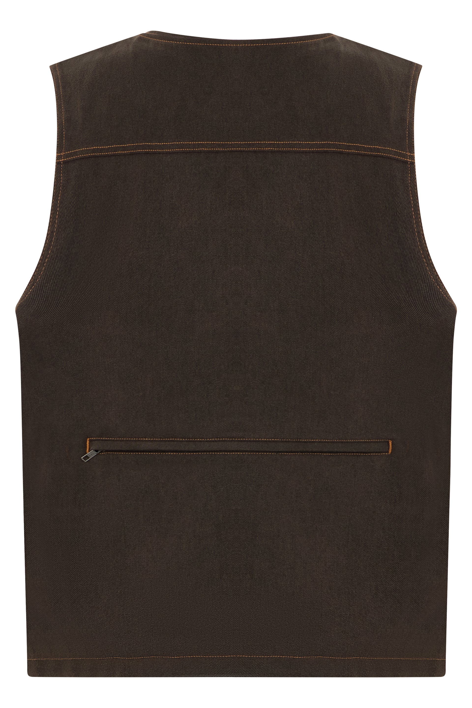 Sleeveless Denim Vest Brown