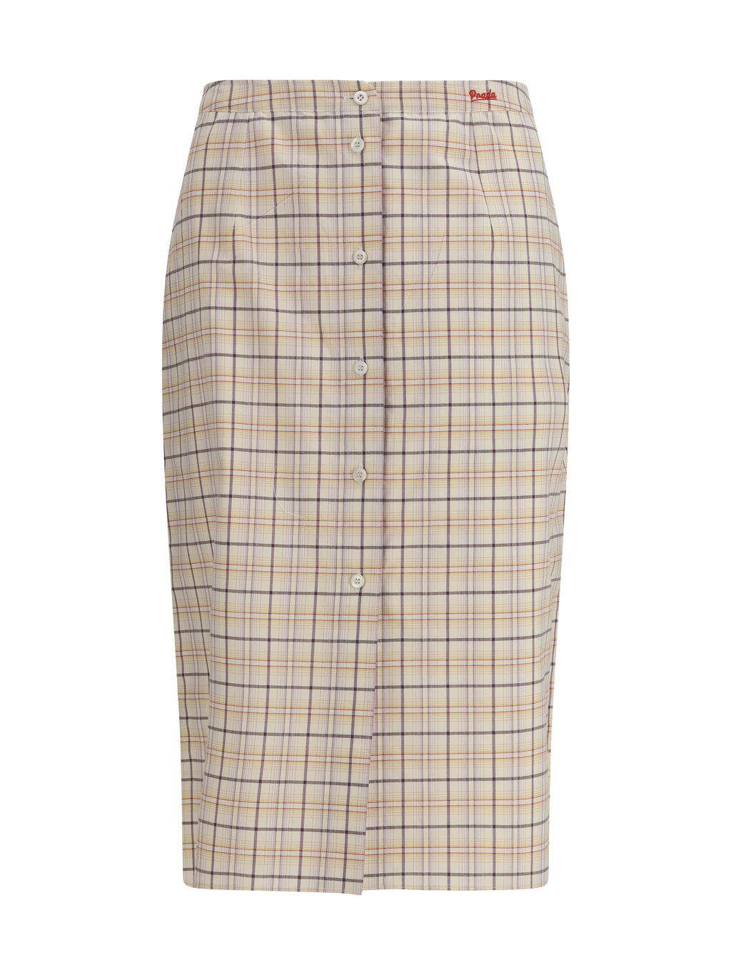 Skirt Checked Cotton Poplin Natural/Lilac
