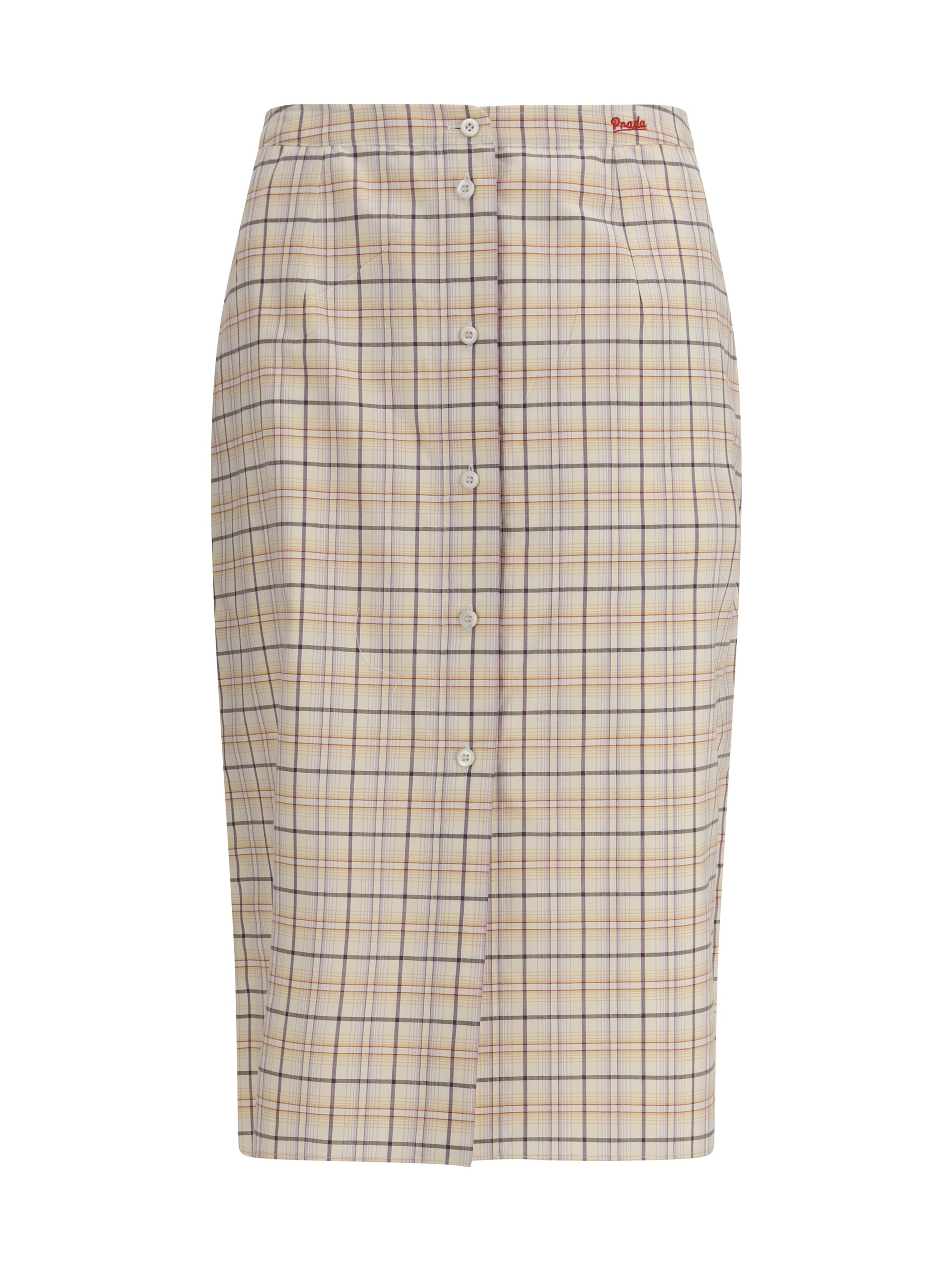 Skirt Checked Cotton Poplin Natural/Lilac
