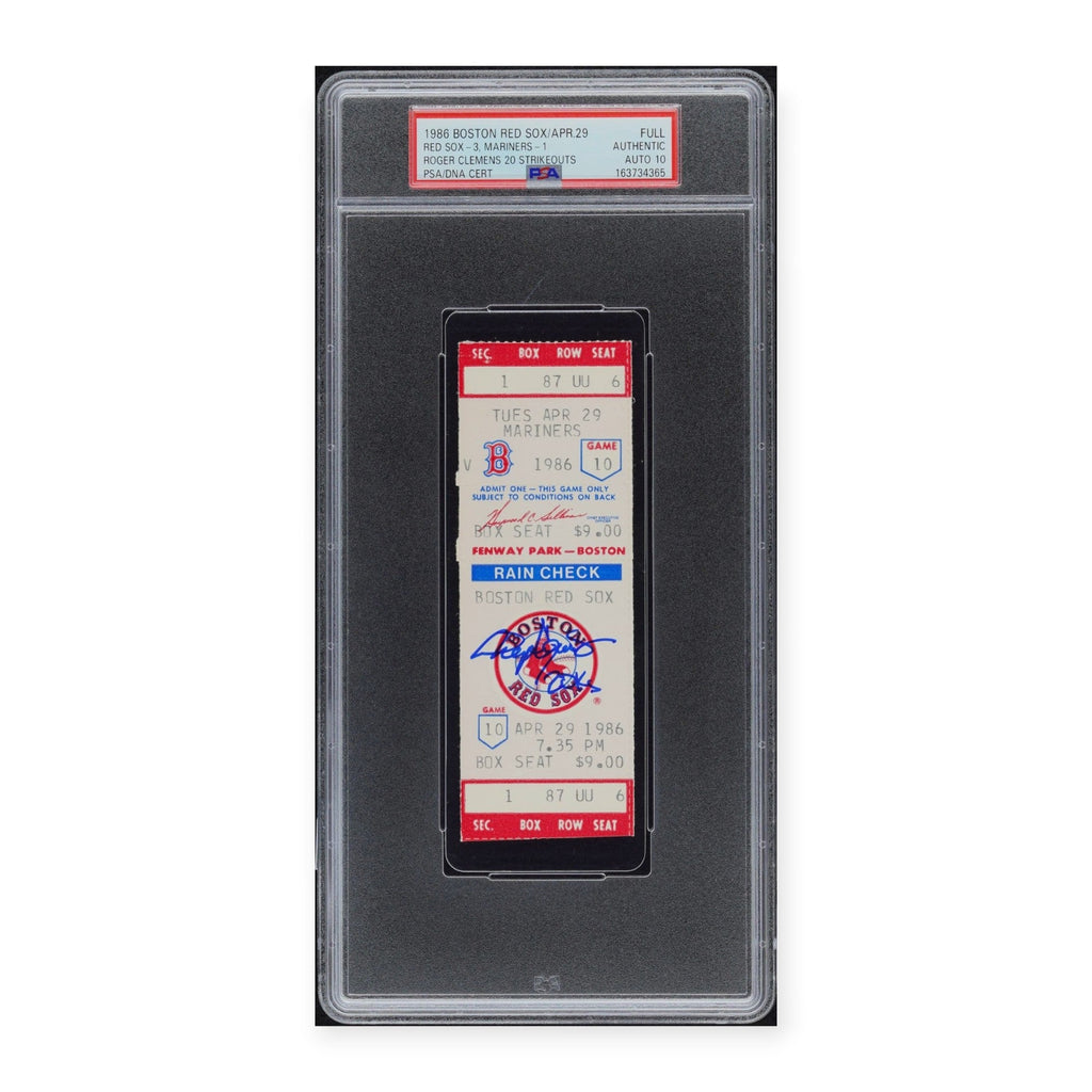 Roger Clemens Boston Red Sox Autographed 1986 20 Strikeout Game Ticket w/ "20Ks" Inscription PSA 10 Auto Grade