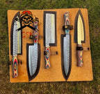 Handmade J2 steel (5pcs) kitchen chef knives set