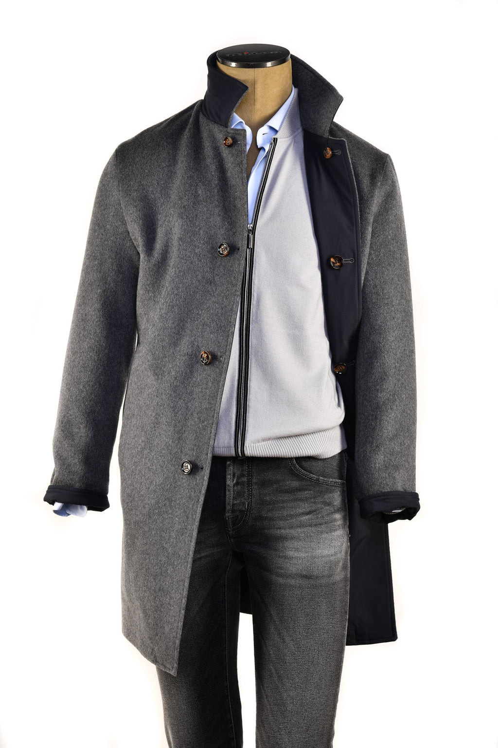 Kired by Kiton Peak Cashmere Reversible Overcoat
