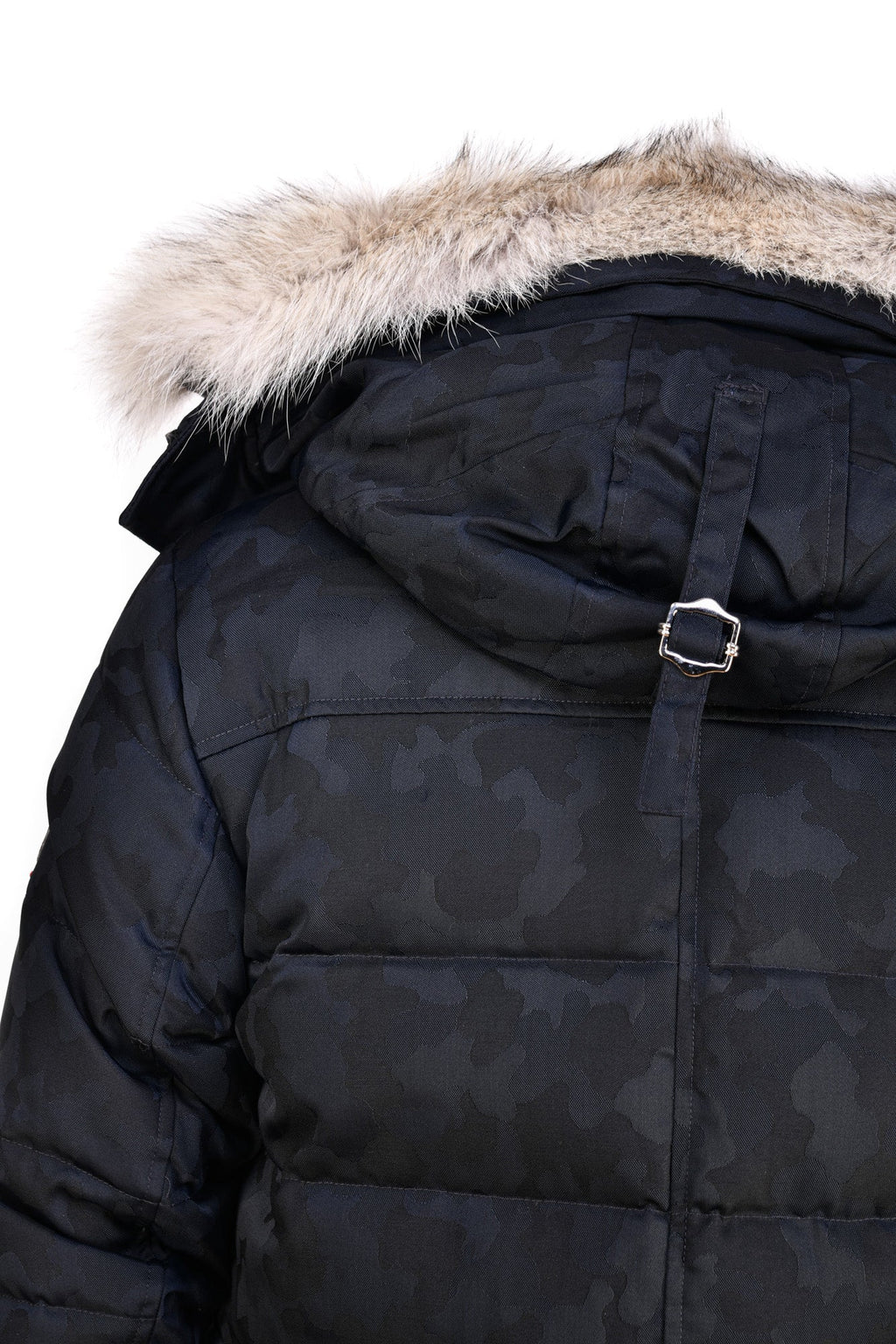 Eleventy Camo Nylon-Wool Coat w/ Removable Coyote Fur Trim Hood