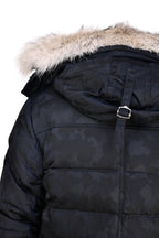 Eleventy Camo Nylon-Wool Coat w/ Removable Coyote Fur Trim Hood