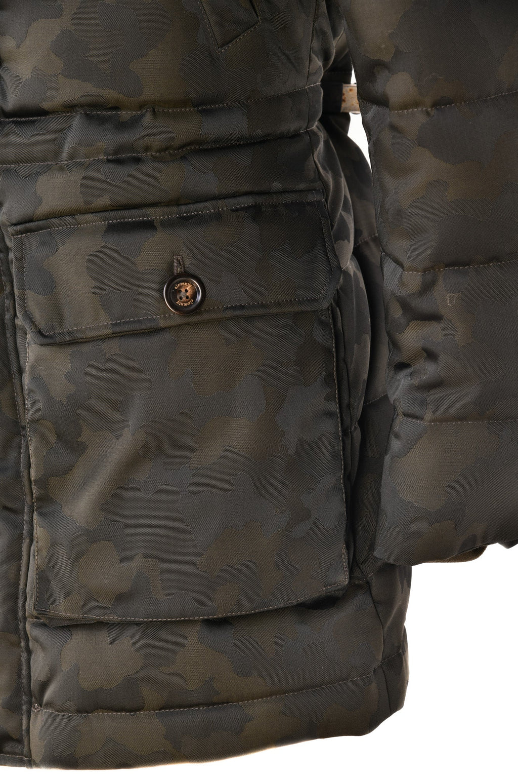 Eleventy Camo Nylon-Wool Coat w/ Removable Coyote Fur Trim Hood