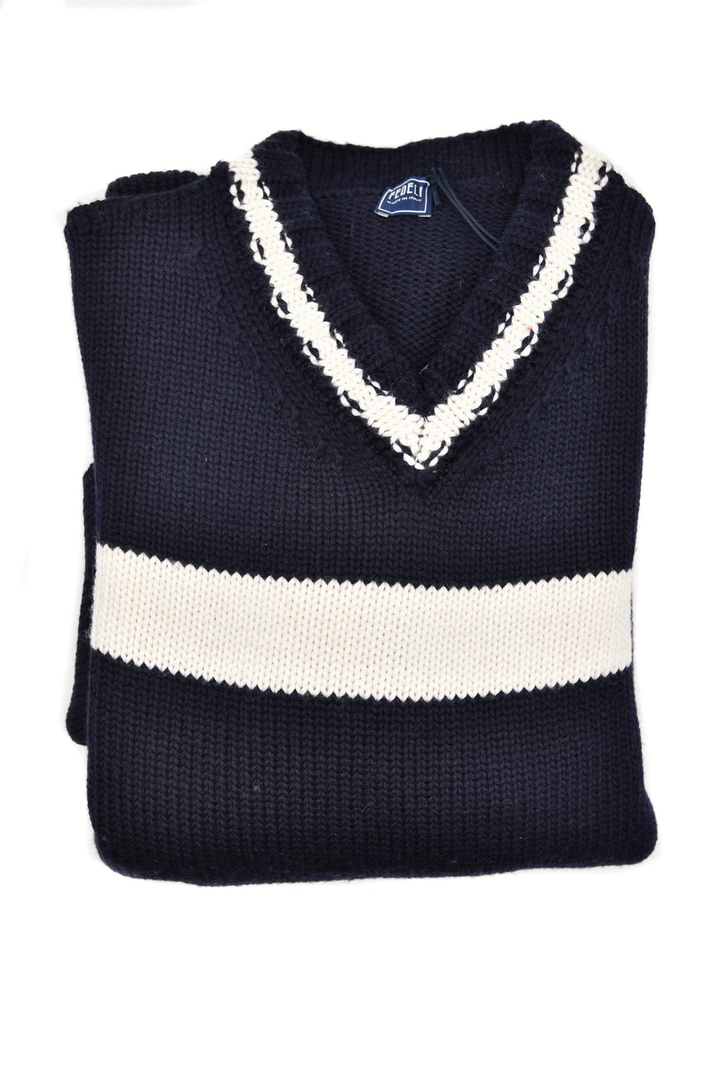 Fedeli Virgin Wool V-Neck Knit Sweater