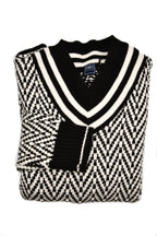 Fedeli Herringbone Virgin Wool V-Neck Knit Sweater