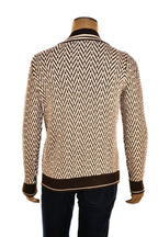 Fedeli Herringbone Virgin Wool V-Neck Knit Sweater