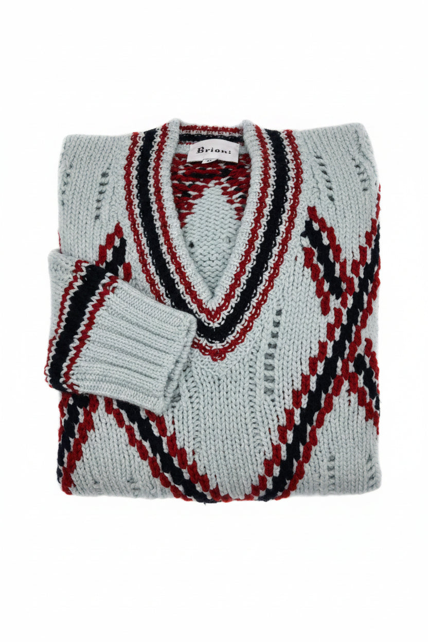 Brioni V-Neck Thick Knit Sweater