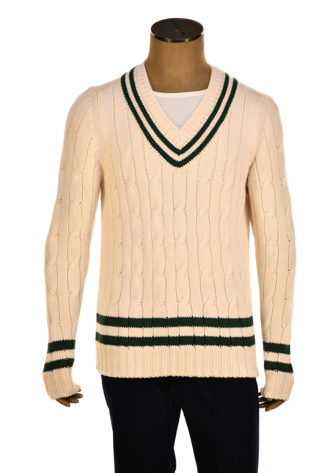 Fedeli Merino Wool V-Neck Varsity Long Sleeve Sweater