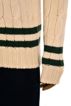 Fedeli Merino Wool V-Neck Varsity Long Sleeve Sweater