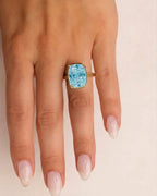 Sterling Silver Elongated Cushion Aquamarine CZ Cocktail Ring