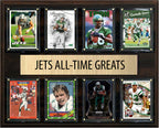New York Jets All Time Greats Legends Plaque 8 Cards Joe Namath Darrelle Revis Al Toon