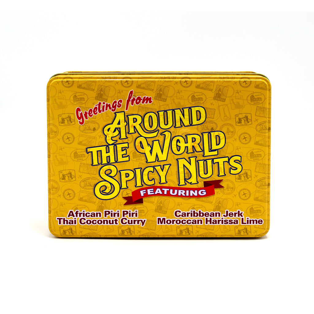 Around the World Spicy Mixed Nuts Sampler Tin – A Global Culinary Adventure