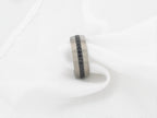 AVIATOR Domed Brushed Titanium Men's Wedding Band with Black Sapphire Stones Inlay - 8mm
