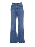 Blue Flared Leg Jeans With Logo Patch