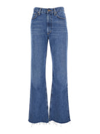 Blue Flared Leg Jeans With Logo Patch