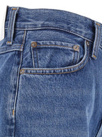 Blue Flared Leg Jeans With Logo Patch