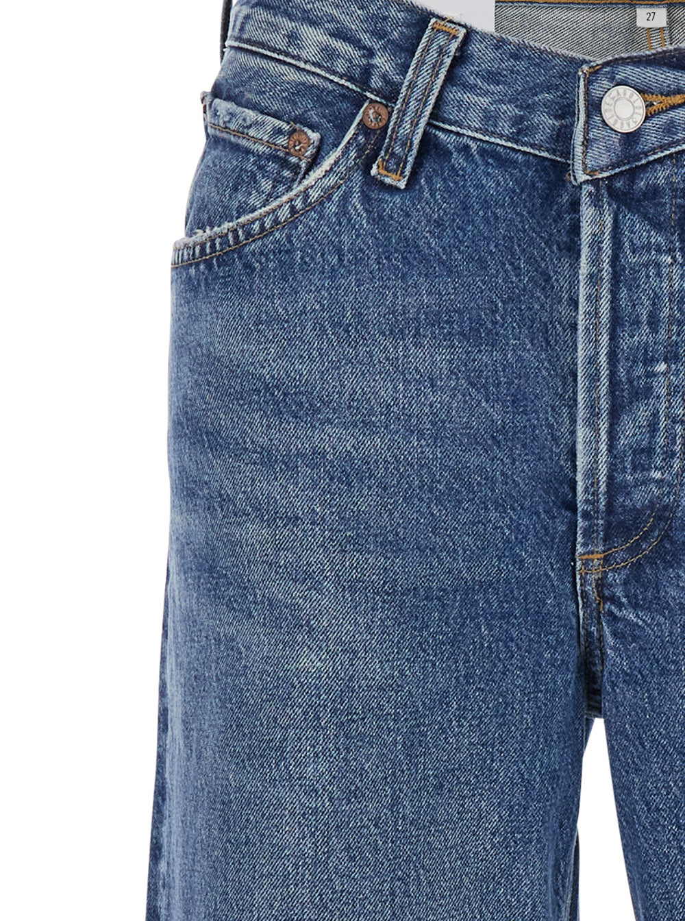 Blue Denim Jeans With Belt Loops