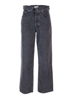 Black Jeans With Front-Fold Design