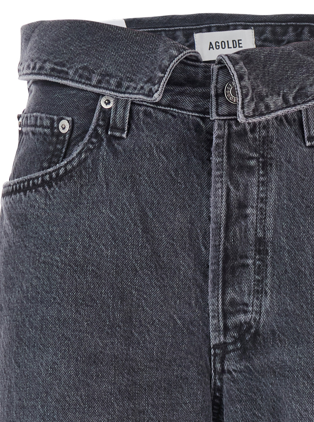 Black Jeans With Front-Fold Design