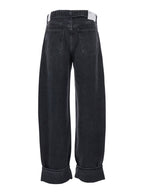 Arcane Grey Jeans With Belt and Turn-Up Hem