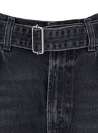 Arcane Grey Jeans With Belt and Turn-Up Hem