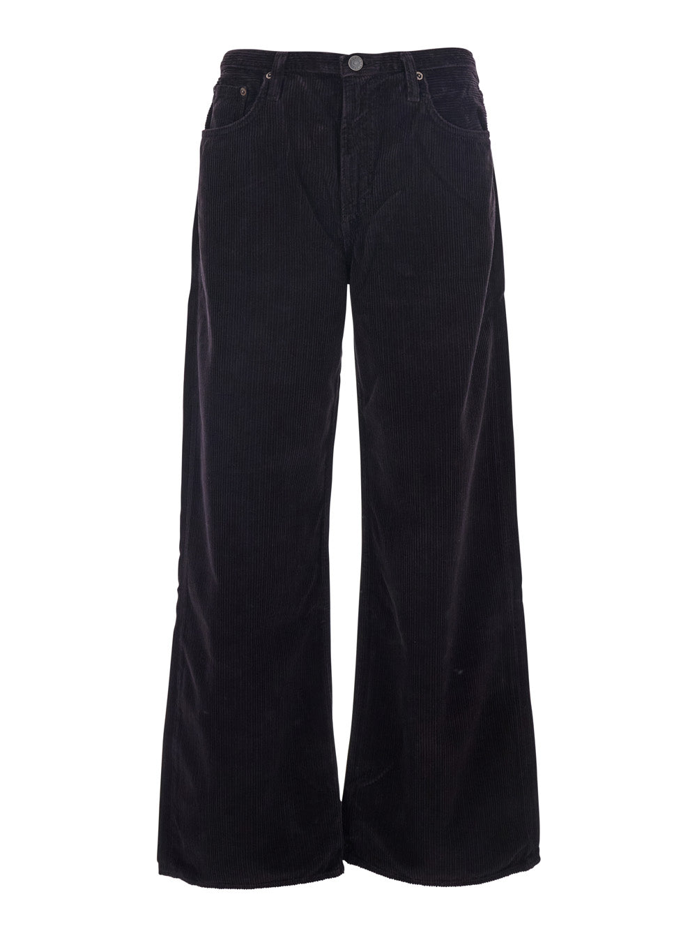 Brown Corduroy Wide Leg Pants With Belt Loops