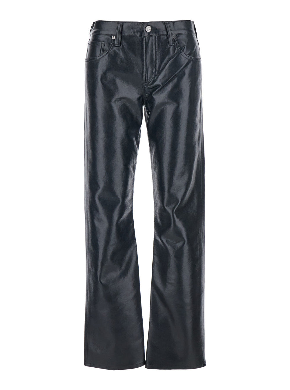 Black Pants With Belt Loops in Leather Blend
