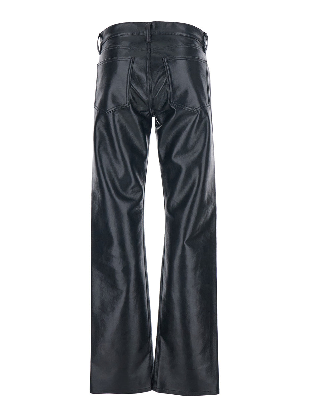 Black Pants With Belt Loops in Leather Blend