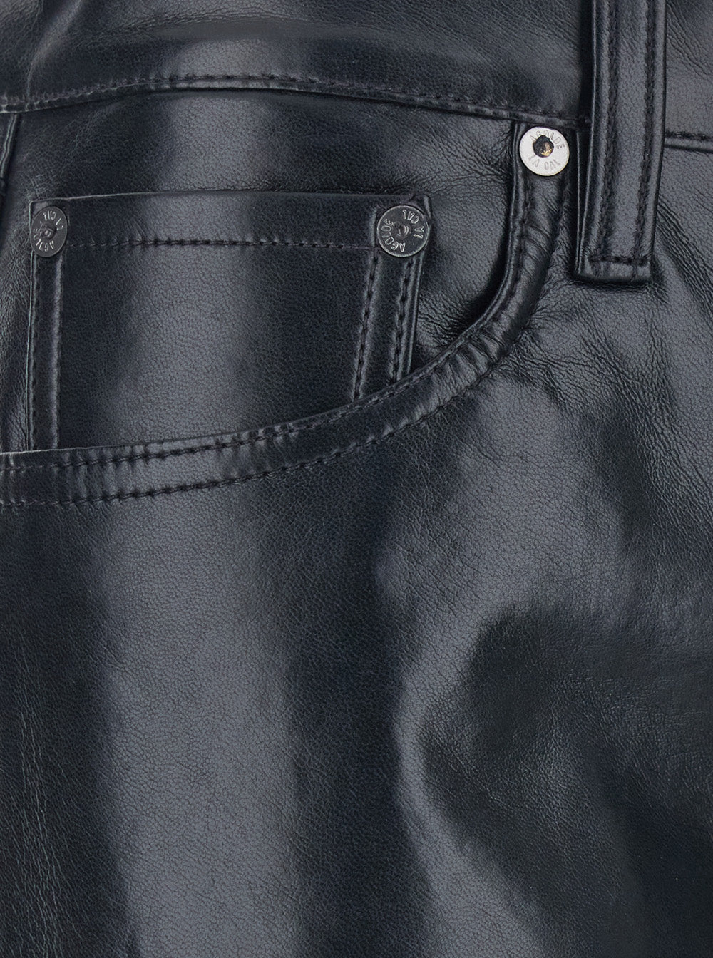 Black Pants With Belt Loops in Leather Blend