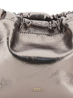 Metallic Shoulder Bag With Drawstring Closure