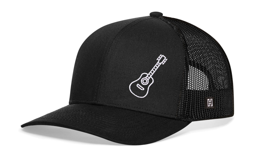 Acoustic Guitar Trucker Hat  |  Music Snapback
