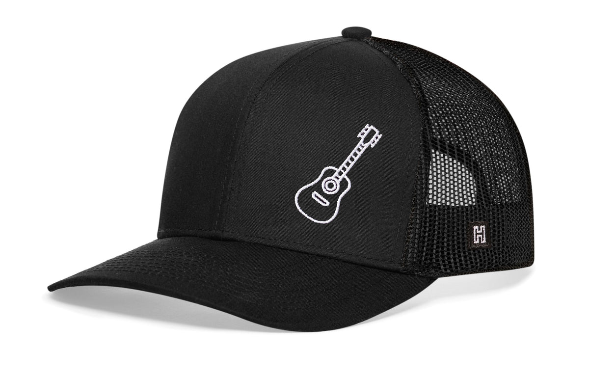 Acoustic Guitar Trucker Hat  |  Music Snapback