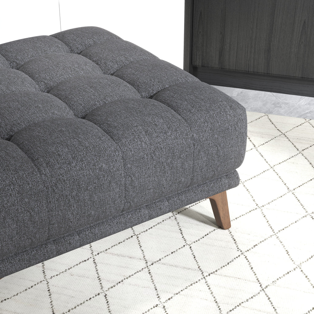 Addison Square Dark Grey Upholstered Ottoman